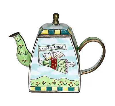 Trade Plus Aid Mini Enameled Teapot Garden Angel Hand Painted No. 01 • $27.95