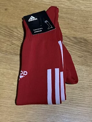 Mens Adidas Football Training Santos Soccer High Socks Red/White. UK 10-11 XL • £5.99