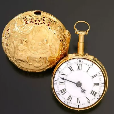 £10952.76 • Buy 7-1/2 Minute Repeater Boy London Pocket Watch 20K Gold Repoussé Case, Floral B