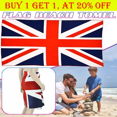 British Flag Union Jack Pattern Bath Beach Large Soft Washcloth Towel Gifts AF • £8.79