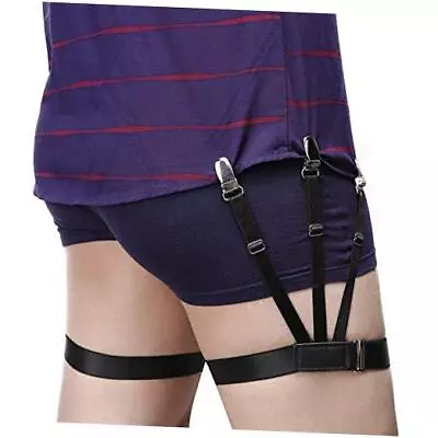 Mens Shirt Stays Upgrade Adjustable Elastic Garter Military Shirts Holder Black • $23.55