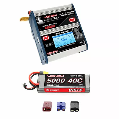 Venom 40C 2S 5000mAh 7.4V Sport Power LiPo Battery With Pro Touch Charger Combo • $360.98