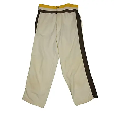 Rawlings Vintage Baseball Pants 34 (27) Knicker Cream Brown Yellow USA Made 70s • $21.99