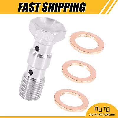 ONE M10x1.0 Metric Double Banjo Bolt Brake Fitting Adapter With Washer Universal • $13.29