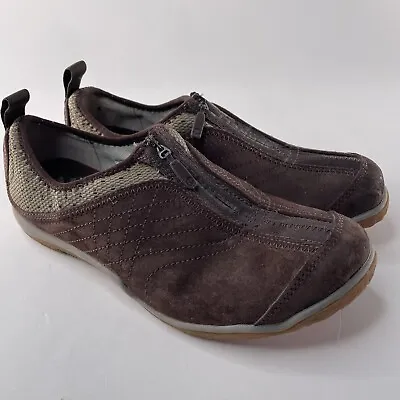 Merrell Lorelei Leather Suede Front Zip Up Shoes Espresso J68748 Womens Size 8.5 • $24.99