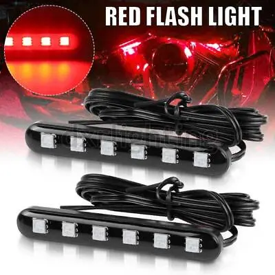 2X Red Motorcycle ATV Trailer LED Strobe Flashing Stop Brake Tail Lights Strip • $8.99
