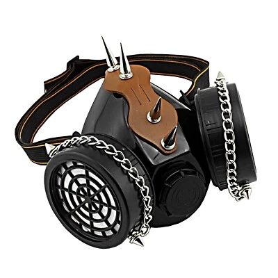 £17.44 • Buy Steampunk Studded Real Gas Mask Dual Filter Respirator Haloween Party Cosplay