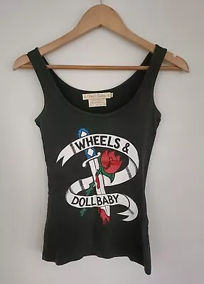 Wheels And Dollbaby Vintage Black Graphic Singlet Size 1  • $45