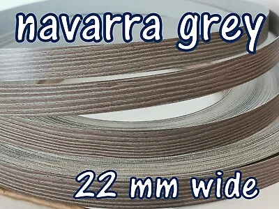 Melamine Pre Glued Iron On Edging Tape/Edge Banding 22mm  Navarra Grey • £1.10
