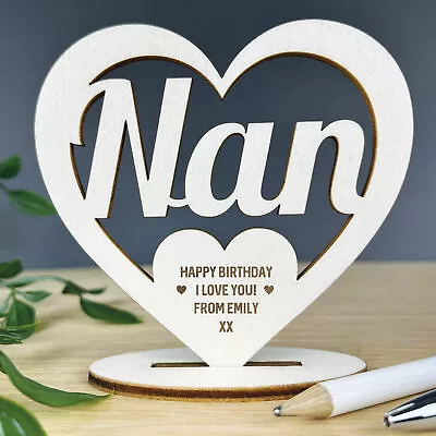 Personalised Birthday Gift For Nan Engraved Heart Plaque Gift From Grandchildren • £4.99