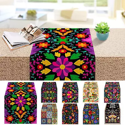 FLax Mexican Table Runner Vintage Floral Table Runner Altar Tablecloth 33*183cm • $11.08