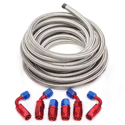 AN6 -6AN AN-6 3/8 Fitting Stainless Steel Braided Oil Fuel Hose Line 16FT Kit • $40.99