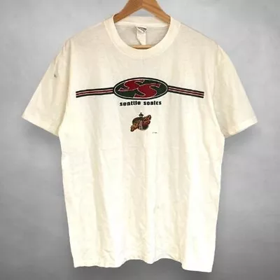 Vintage 1990’s Seattle SuperSonics True Fan T-Shirt Adult Size L NBA • $59.87