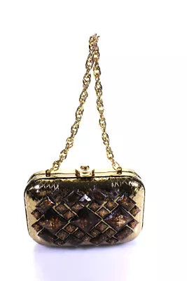 Rafe Women's Latch Closure Embellish Chain  Straps Clutch Handbag Gold Size S • $42.69