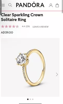 Pandora Gold Ring 54 Sparkling Crown • $60