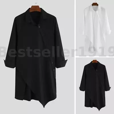 £18.71 • Buy INCERUN Mens T Shirt Smart Longline Shirt Slim Cotton Blouse Top Tunic Kaftan UK
