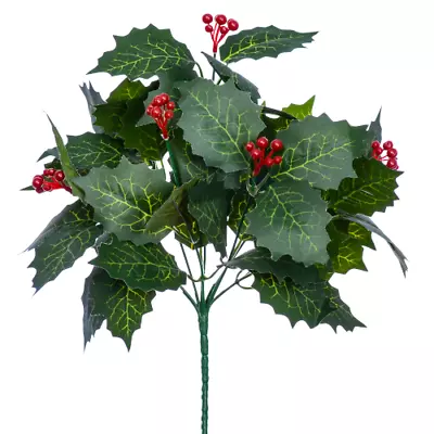 Artificial Silk Flowers Christmas Holly Bunch Green Leaves  • £2.25