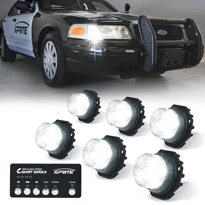 $89.99 • Buy Xprite 6x White LED Hideaway Strobe Lights Set For 12V Vehicles Light Heads