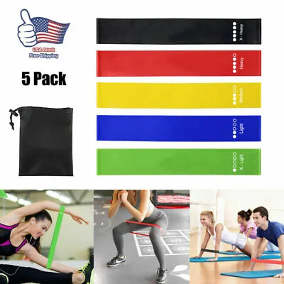 5X Resistance Fitness Yoga Band Strap Loop Elastic Gym Excercise Workout 5-40LB • $12.60