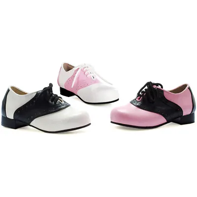 $28.57 • Buy Ellie Classic Sock Hop Lace Up Oxford Saddle Heels Child Girls Shoes 101/SADDLE