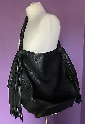Zara Large Leather Fringed Bucket Bag • £90