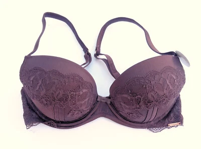 £8.99 • Buy M & S Rosie Autograph Padded Balcony Bra 30c Silk Lace Dark Oak   Marks Spencer