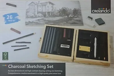 Charcoal Set 26 Piece For Flat & High - Contrast Drawing Writing & Sketching... • £11.99