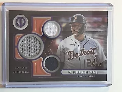 2024 Topps Tribute Miguel Cabrera Triple Relic Purple /50 Detroit Tigers TTR-MC • $19.99