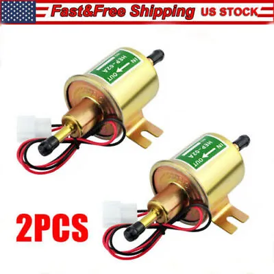 $13.70 • Buy 2 Packs 12V Electric Fuel Pump HEP-02A Universal Inline Low Pressure Gas Diesel