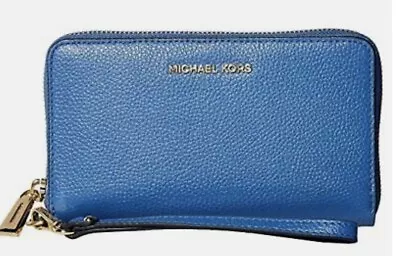 New Michael Kors Jet Set Flat Multifunction Vintage Blue Phone Case Wallet  • $94.99