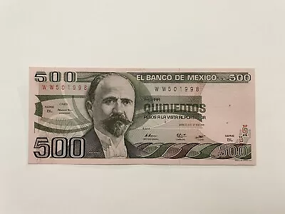 MEX Bank Notes: El Banco De Mexico S.A 500 Pesos 1981 Serie BL Serie. WW501998 • $2