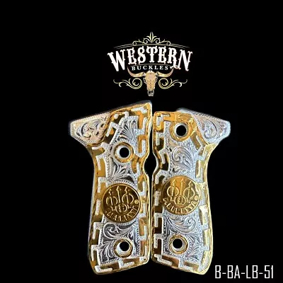 Beretta Grips Cachas 92fs Logo Gold And Silver Plated 24k With Screws • $159.99