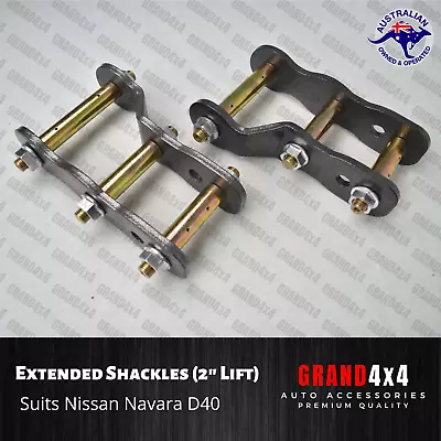 $99 • Buy 2  Rear Extended Greasable Shackles Lift For Nissan Navara D40 2005 - 2015