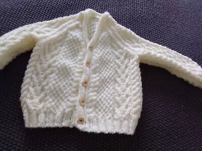 Hand Knitted Boys Aran Cardigan 1-2 Years • £12