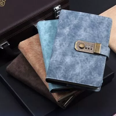 PU Leather Cover Diary Book With Lock Simple Atmosphere A5 Notebook  Girls • $21.56
