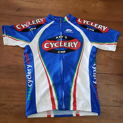 Voler Mens XL Cycling Jersey SS Road Bike Pockets Arts Cyclery Blue • $24.95