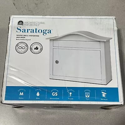 ARCHITECTURAL MAILBOXES Saratoga Galvanized Steel Locking Wall Mount White • $27.99