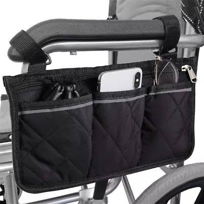 Multi-pocketed Wheelchair Side Bag Armrest Pouch Pocket Organizer Storage Bag • $12.79