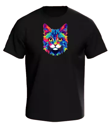 Trippy Kitty Vivid Drip Color Graphic T-shirt Psychedelic Trippy Novelty Tee • $15