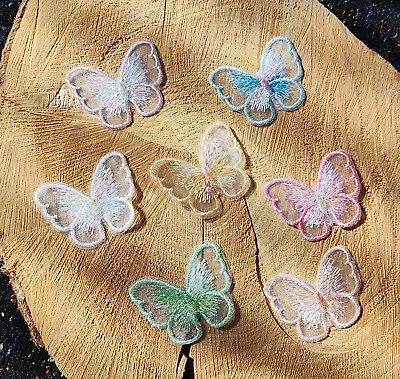 See Through Iridescent Sew On Butterfly Lace Applique Embroidery Motif Patch • £0.99