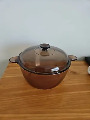 Corning Ware Amber Visions Cookware 4.5 L Dutch Oven Stock Pot W/Lid Made In USA • $39.95