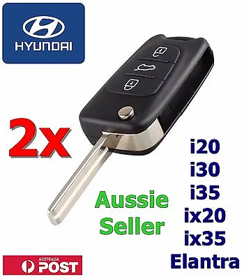 $24.95 • Buy 2x Hyundai I20 I30 I35 IX20 IX35 Elantra Flip Key Remote Shell Case BRAND NEW!!!