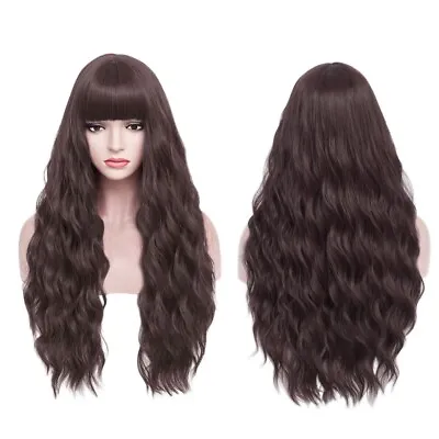 Long Curly Wig With Bangs For Women Cosplay Party Costume Synthetic Full Wigs • £11.99