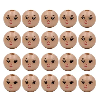 20Pcs Smiling Face Doll Head Beads DIY Children S Bead Accessories • £5.50
