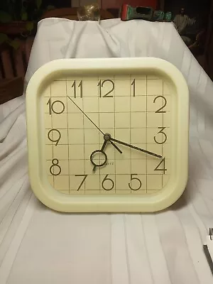 Vintage Retro Beige/Tan & White Quartz Wall Clock Japan Rare • $25