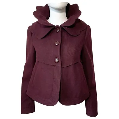 MOSCHINO Burgundy Wool Jacket IT 42 • $97.42