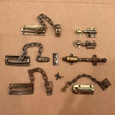 Lot Of 7 - Vintage Door Chain Locks And Bolt Locks • $28