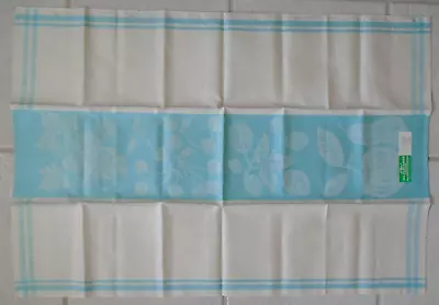 Vintage Aqua & Cream Kitchen Large Linen Hand Towel Czechoslovakia • $8