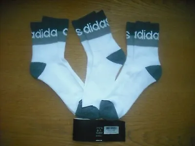 Mens NWT Adidas 4.5  High Quarter Ankle Socks 3prs White Multi-Grays Sz:L SOFT! • $13.75