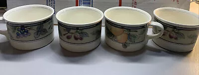 MIKASA Multi Fruit Intaglio GARDEN HARVEST CAC29 Coffee Cups Mugs Set Of 4 -bx4 • $10.99